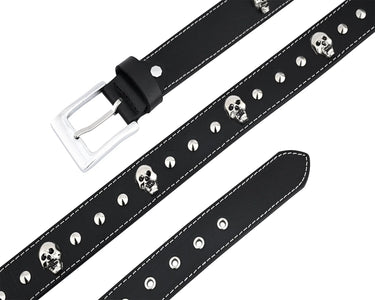 Skull and Pyramid Studs Genuine Leather Belt Punk Rock -